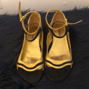 Prada Runway Sandals Gold Black